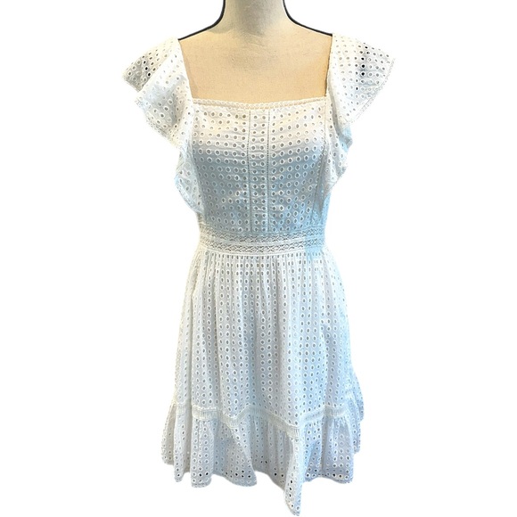 Alice + Olivia Remada White Eyelet Mini Dress - Picture 2 of 5
